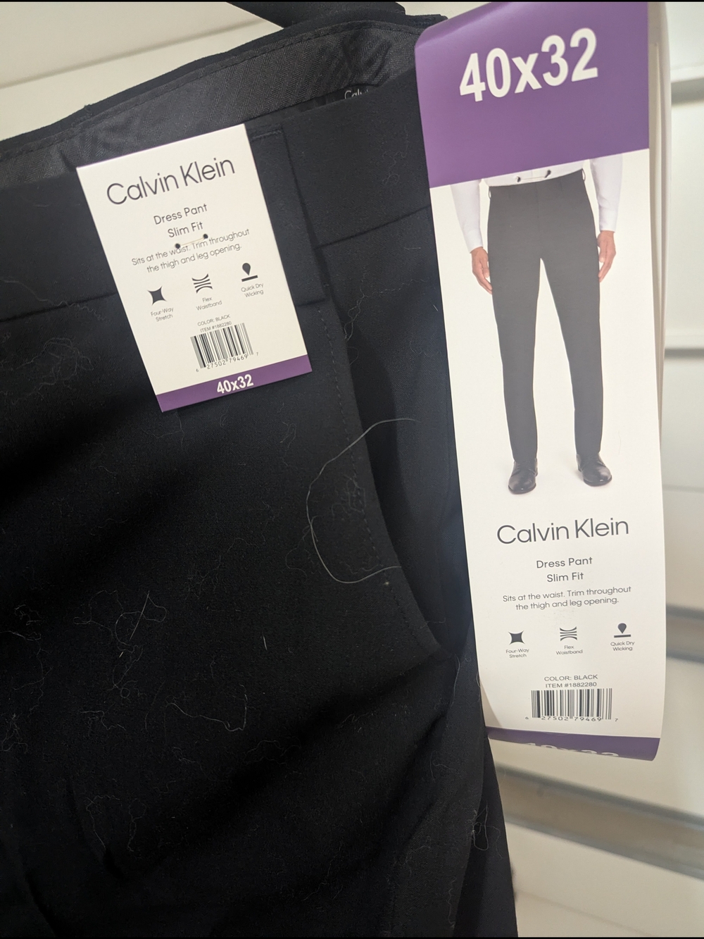 Calvin Klein Slim Fit Dress Pants - Black (40x32)
